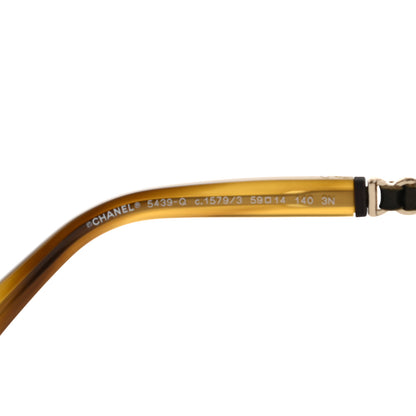 Chanel Metal Calfskin CC Chain Pilot Sunglasses 5439-Q Green Tortoise 5 of 7