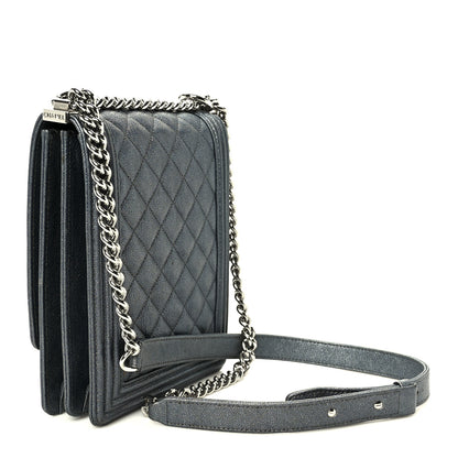 Chanel Iridescent Caviar Quilted North South Boy Flap Silver 5 of 21