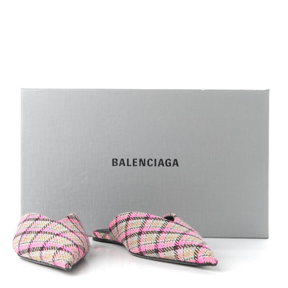 Balenciaga Wool Check Pointed Toe Flat Mules 35 Grey Pink 10 of 10