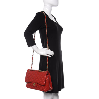 Chanel Lambskin Quilted Jumbo Double Flap Red 2 of 12