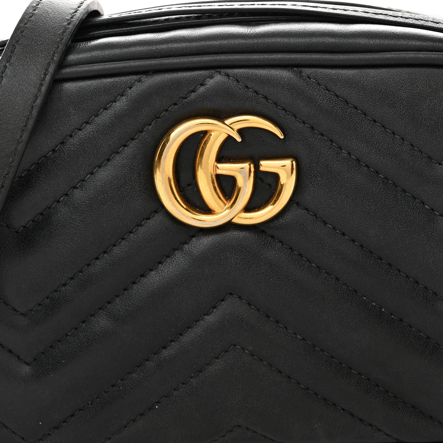 Gucci Calfskin Matelasse Mini GG Marmont Chain Shoulder Bag Black 7 of 10