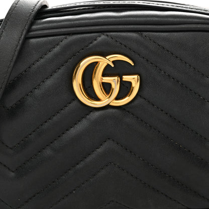 Gucci Calfskin Matelasse Mini GG Marmont Chain Shoulder Bag Black 7 of 10