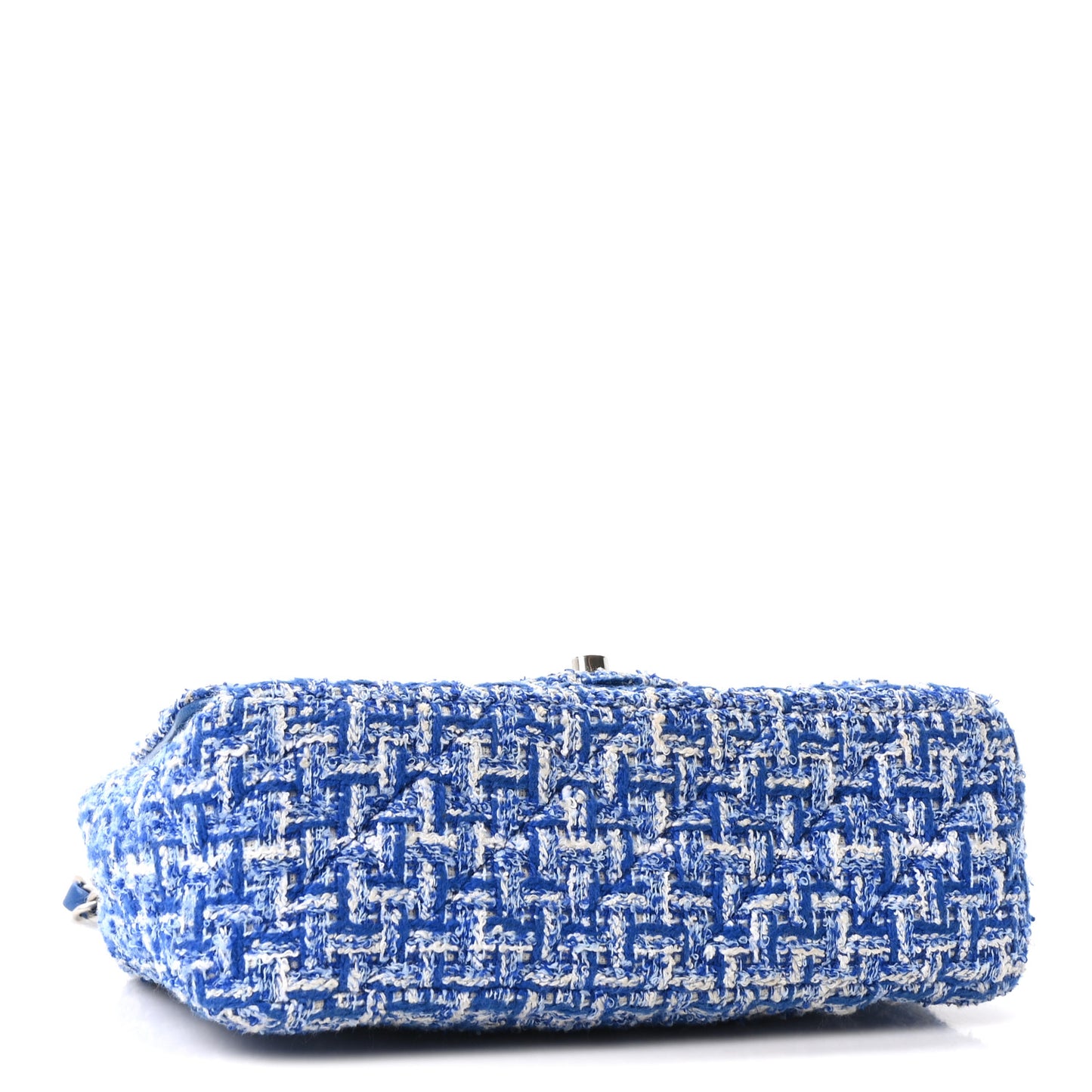 Tweed Quilted Mini Rectangular Flap Blue White