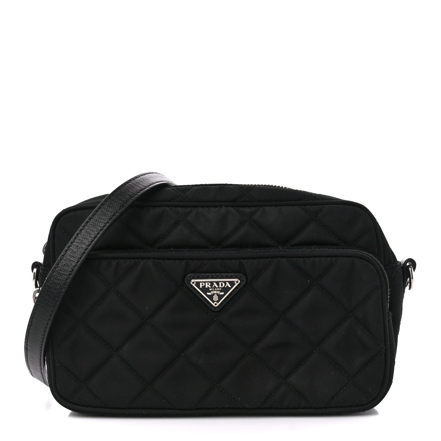 Nylon Tessuto Impuntu Quilted Camera Bag Black