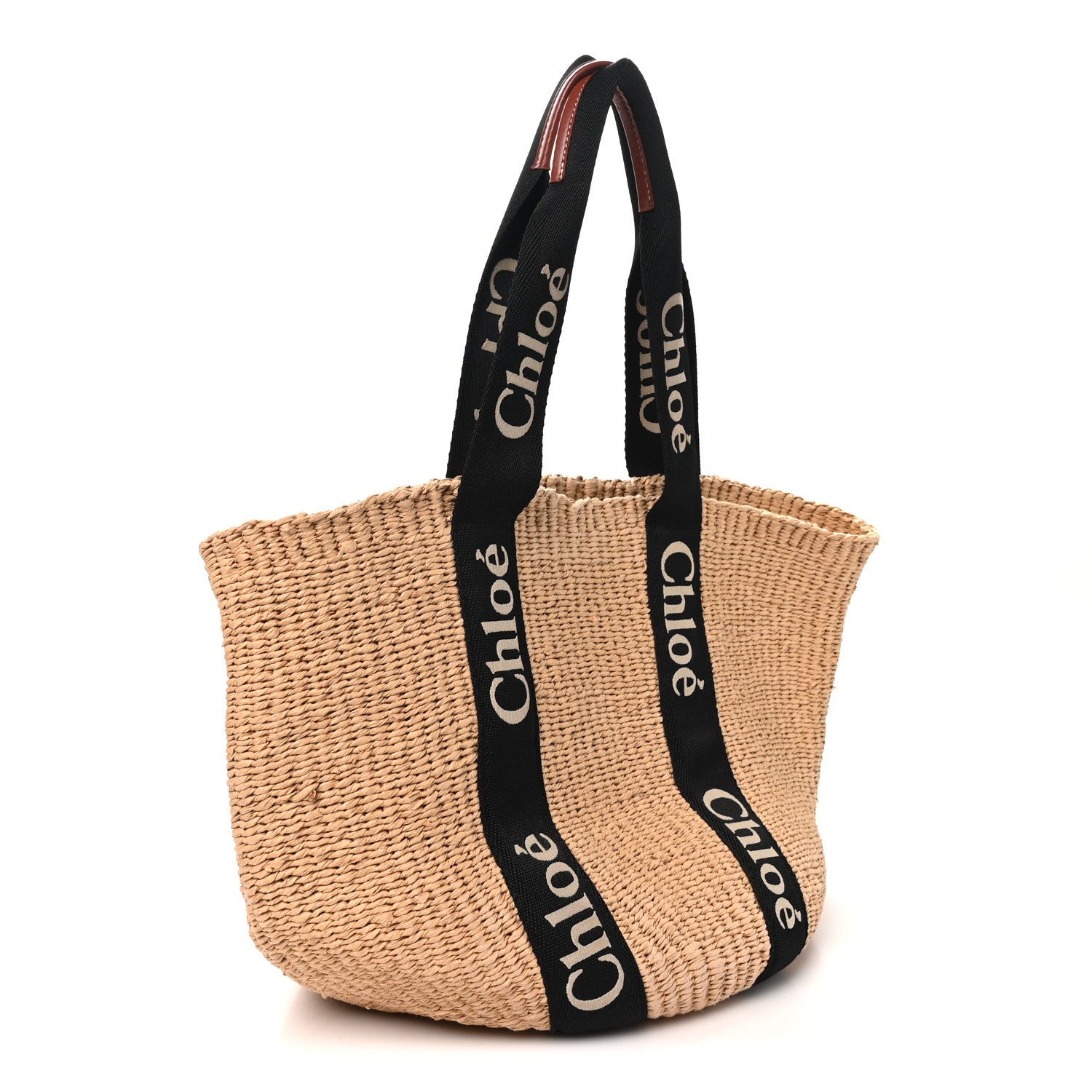 Chloe X MIFUKO Raffia Large Woody Basket Bag Black Beige Black