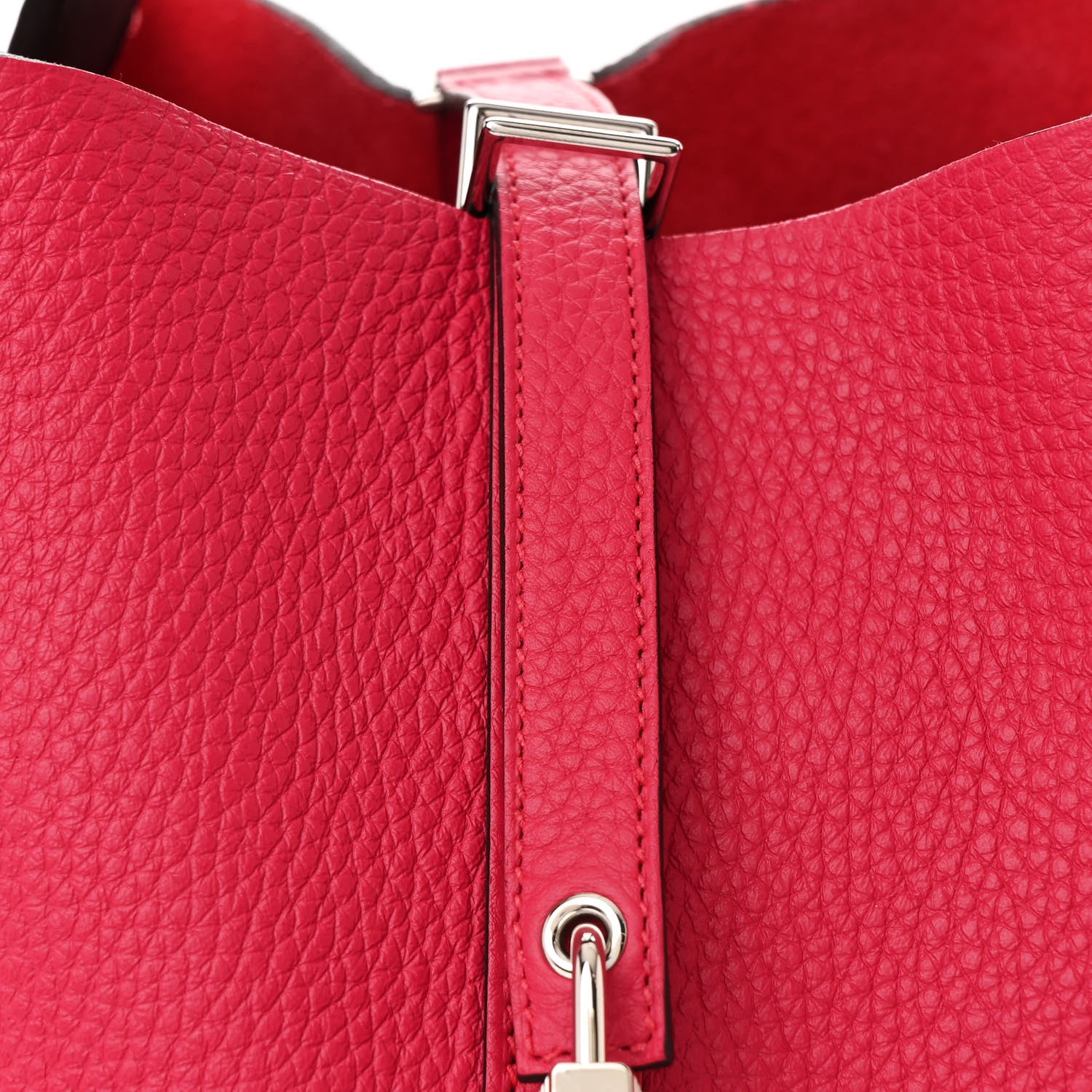 Hermes Taurillon Clemence Swift Eclat Picotin Lock 22 MM Framboise Rouge Sellier 8 of 12