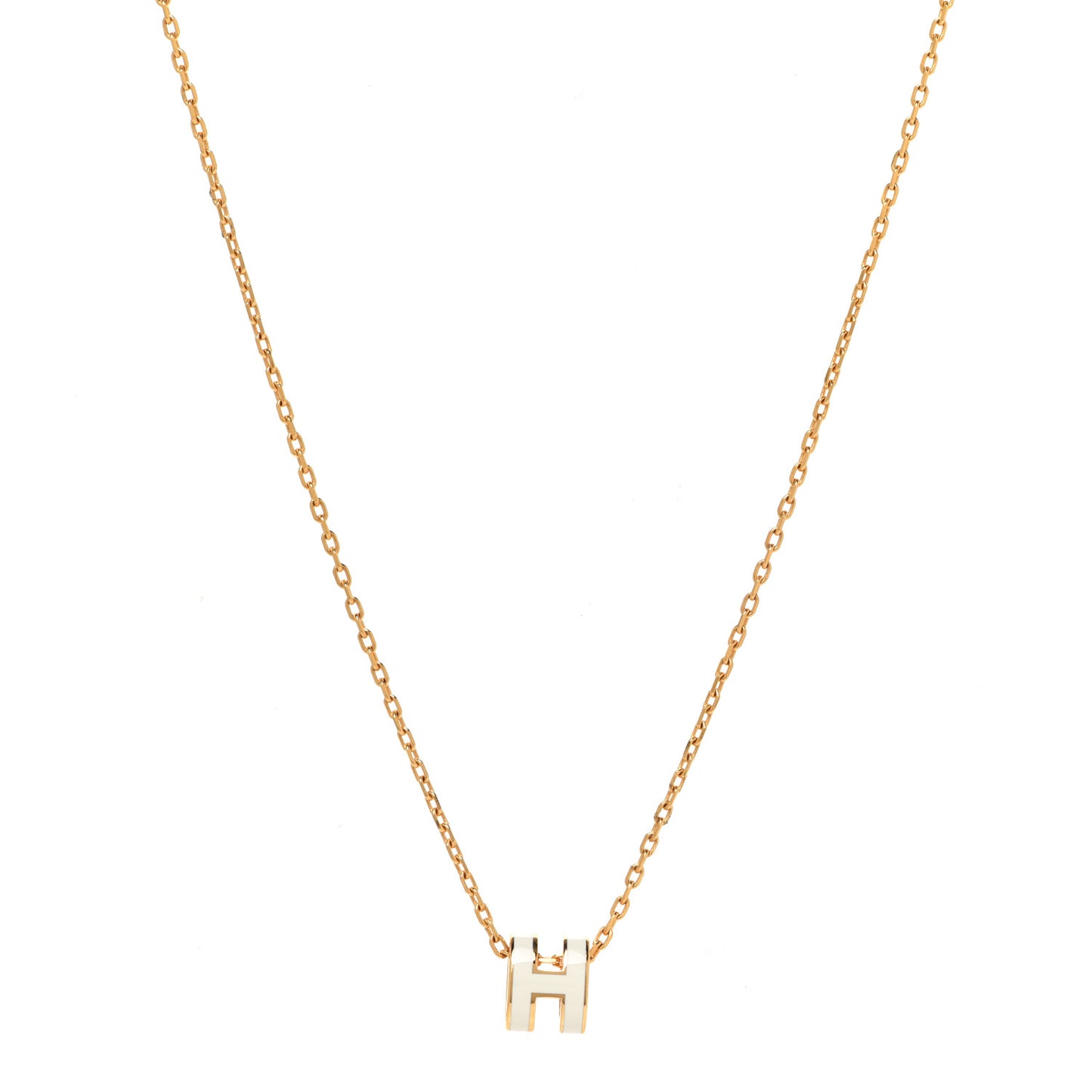 Lacquered Gold Mini Pop H Pendant Necklace White