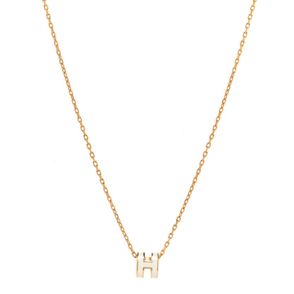 Hermes Lacquered Gold Mini Pop H Pendant Necklace White 1 of 7