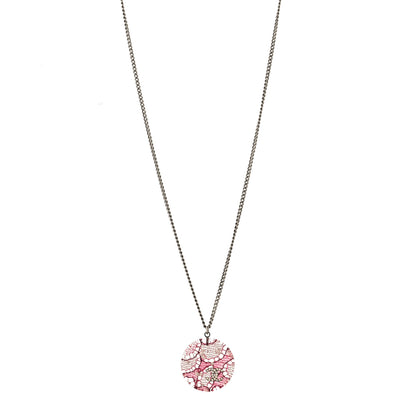Chanel Resin Crystal Pearl Lace CC Necklace Silver Pink 1 of 4