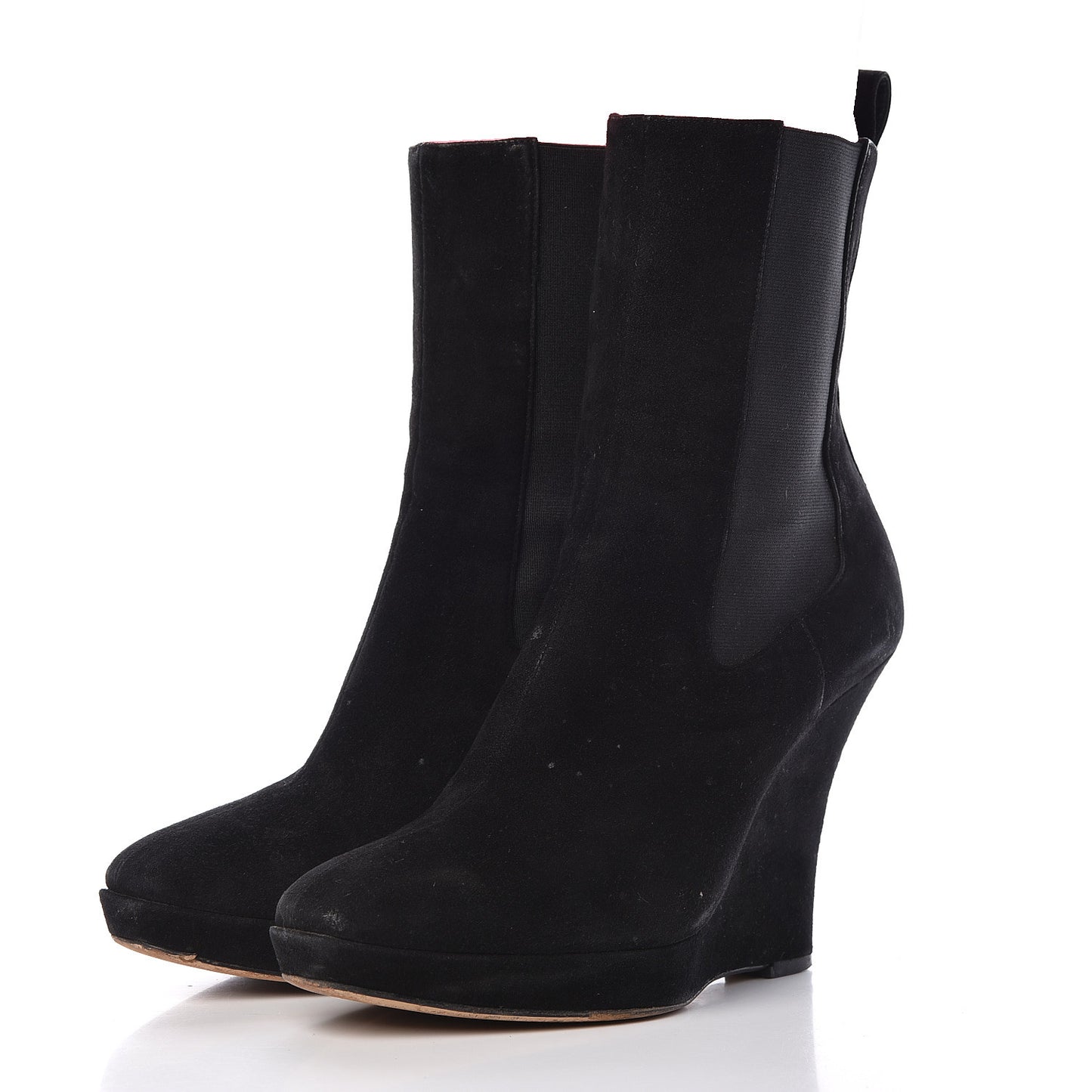 Suede Ankle Wedge Booties 37 Black