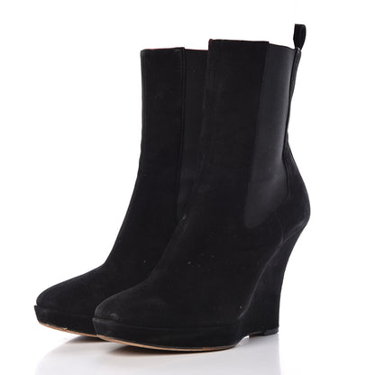 Gucci Suede Ankle Wedge Booties 37 Black 3 of 13