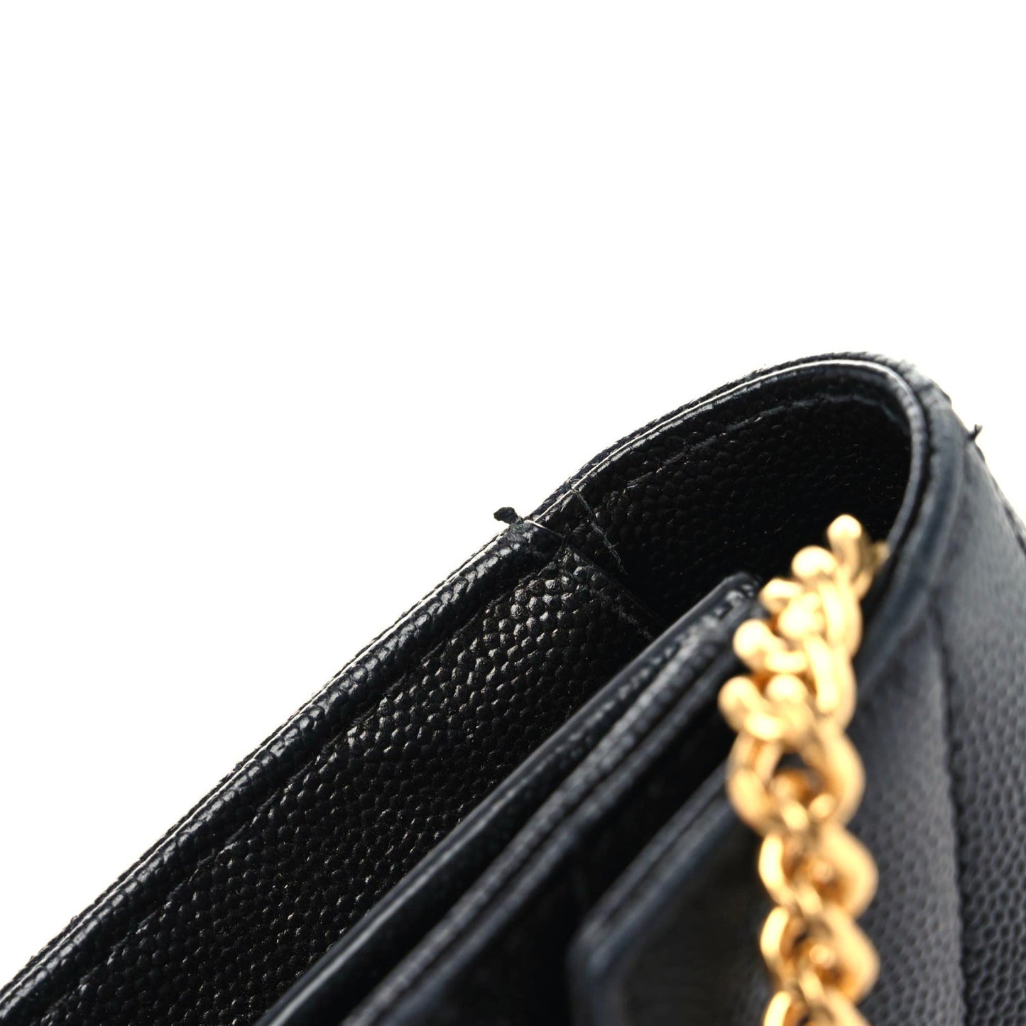 Grain De Poudre Matelasse Chevron Monogram Chain Wallet Black
