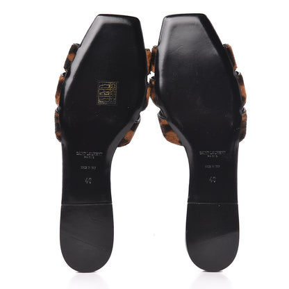 Saint Laurent Calfskin Calf Hair Nu Pied 05 Slide Sandals 40 Safari 5 of 9