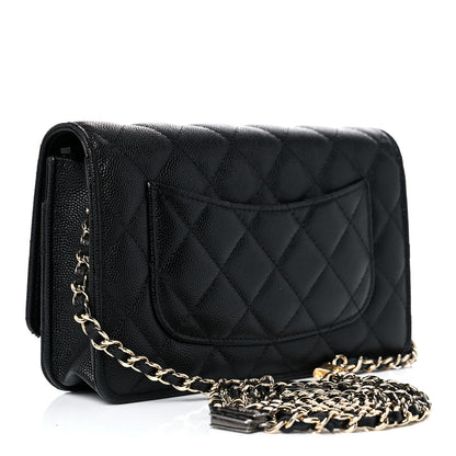 Chanel Caviar Quilted Wallet With Charms On Chain WOC Black 3 of 14