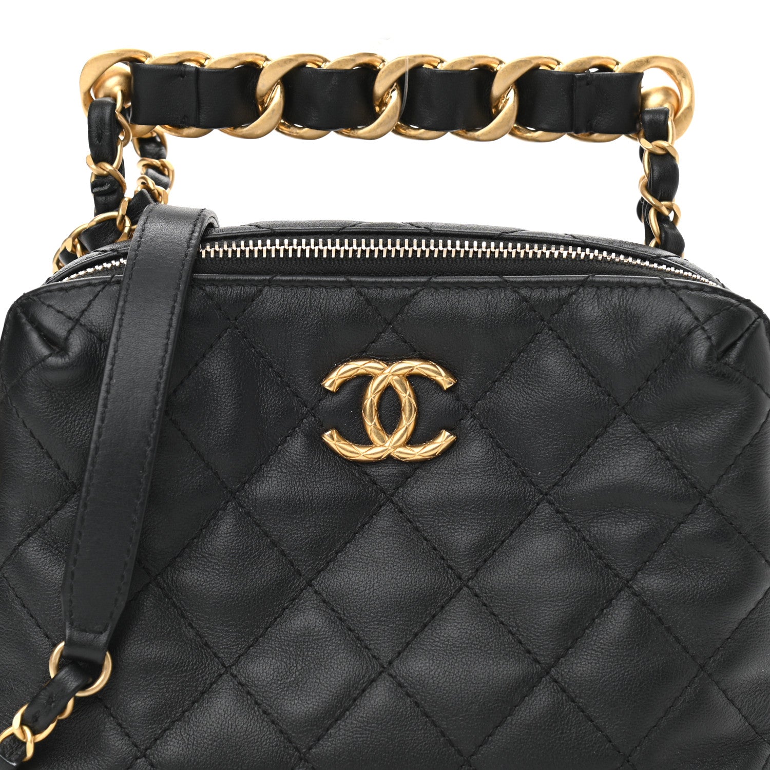 Chanel Calfskin Quilted Mini Bowling Bag Black 8 of 11