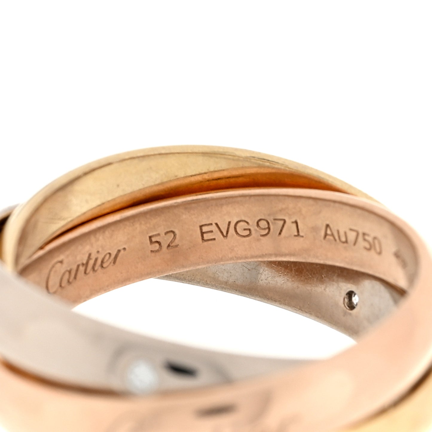 18K Pink Yellow White Gold Diamond Trinity Ring 52 6