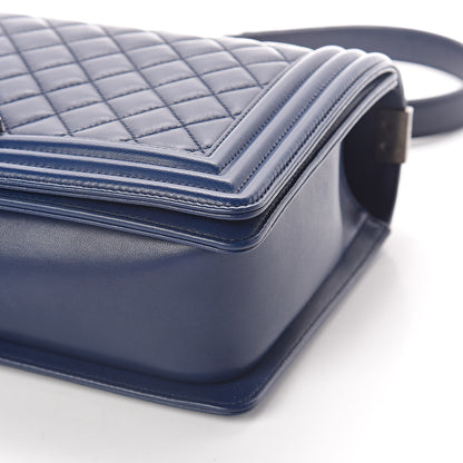 Chanel Lambskin Quilted New Medium Boy Flap Dark Blue 11 of 12