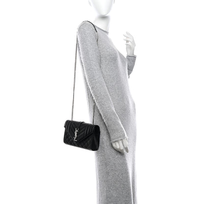 Saint Laurent Grain De Poudre Textured Mixed Matelasse Triquilt Small Monogram Satchel Black 2 of 9