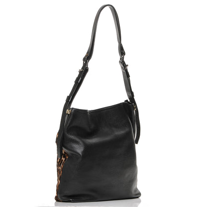 Lanvin Calfskin Pony Hair Swag Tote Black Leopard 3 of 6