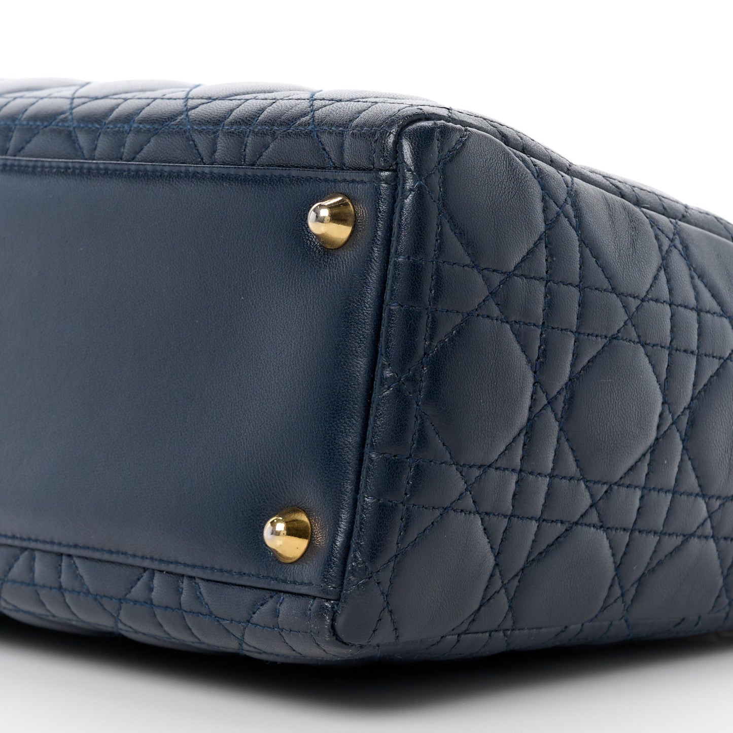 Lambskin Cannage Large Lady Dior Navy Blue