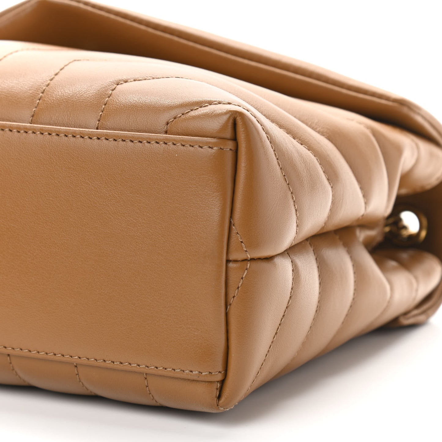 Calfskin Y Quilted Monogram Small Loulou Chain Satchel Dark Natural