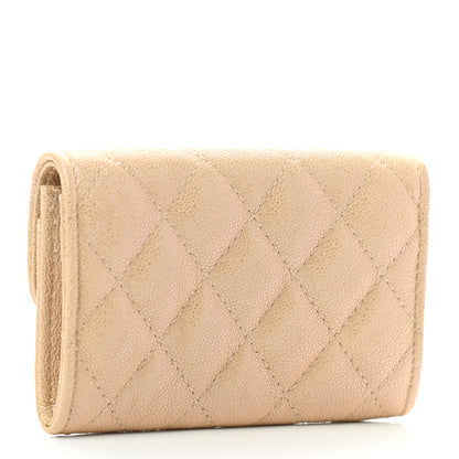 Chanel Iridescent Caviar Quilted Flap Card Holder Beige 3 of 8