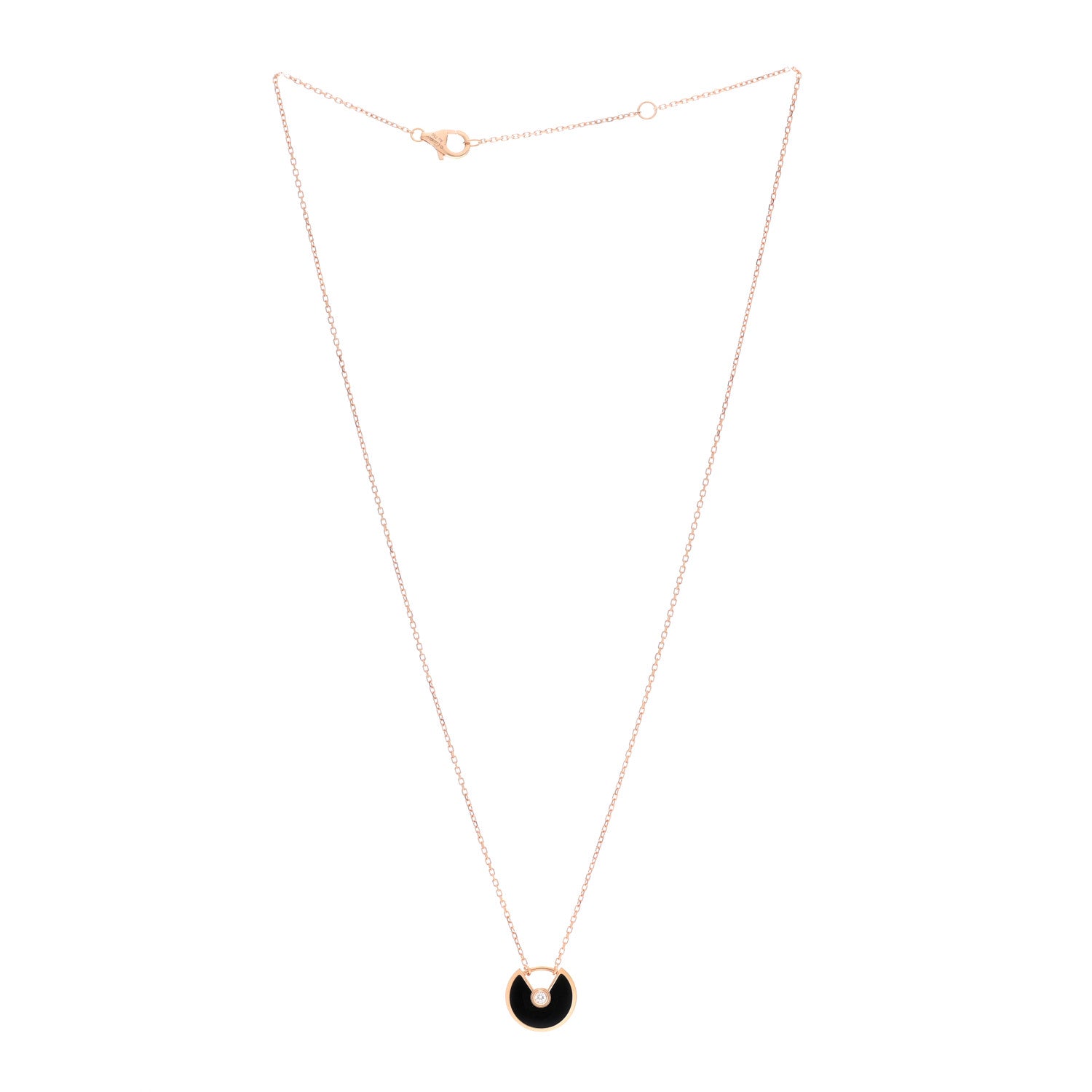 Cartier 18K Pink Gold Diamond Black Onyx XS Amulette de Cartier Pendant Necklace 3 of 5