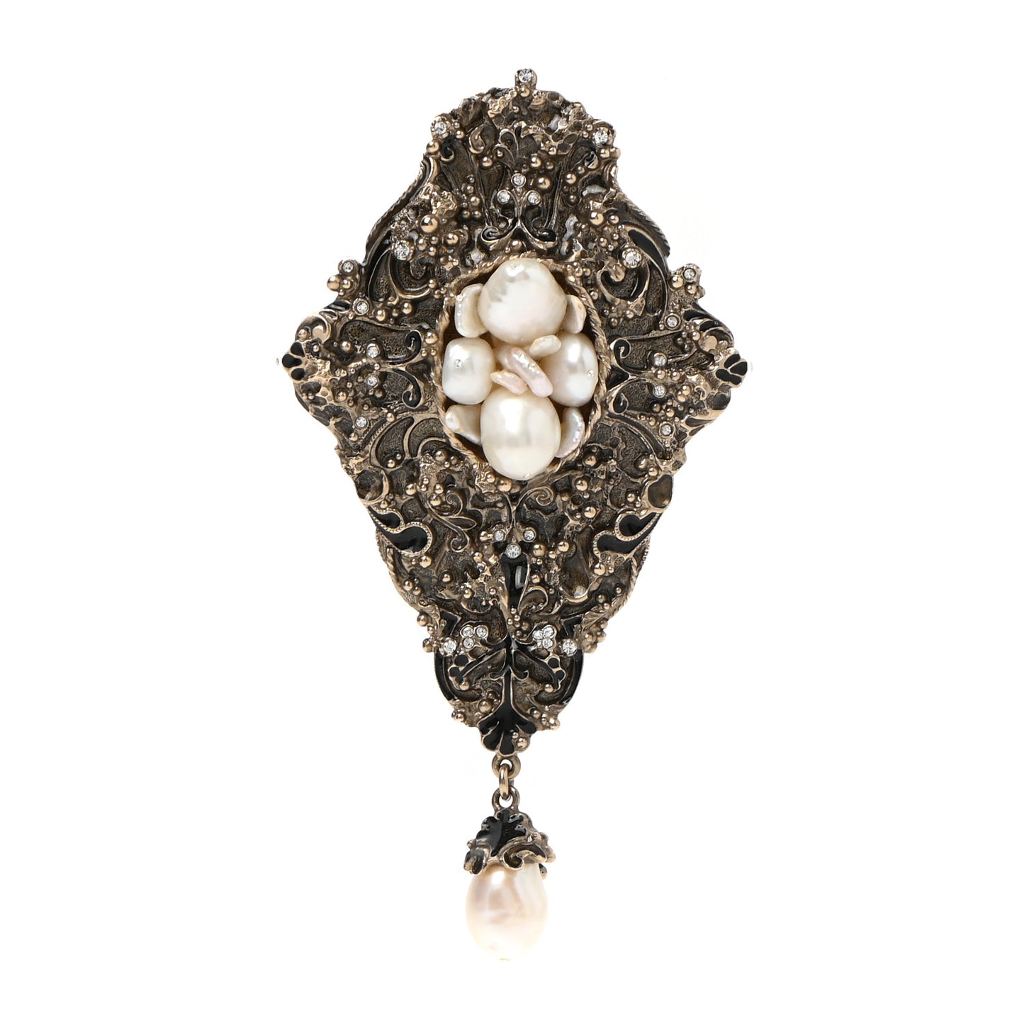 Gripoix Pearl Brooch Aged Gold