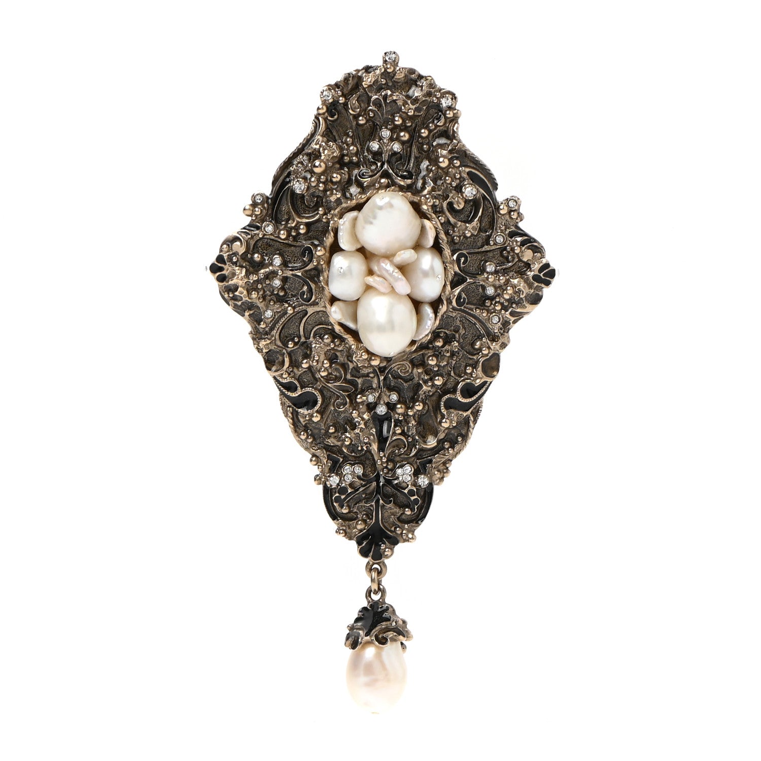 Chanel Gripoix Pearl Brooch Aged Gold 1 of 5