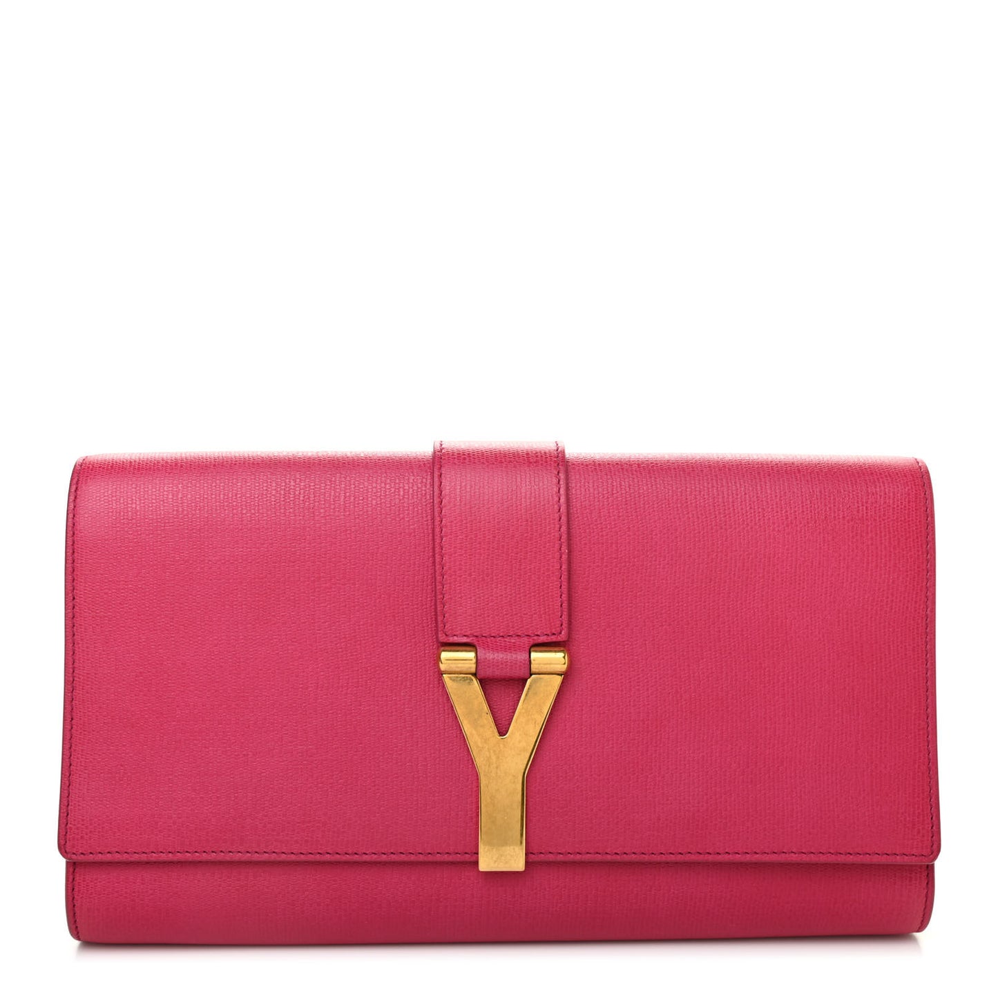 Calfskin Classic Y Ligne Clutch Fuchsia