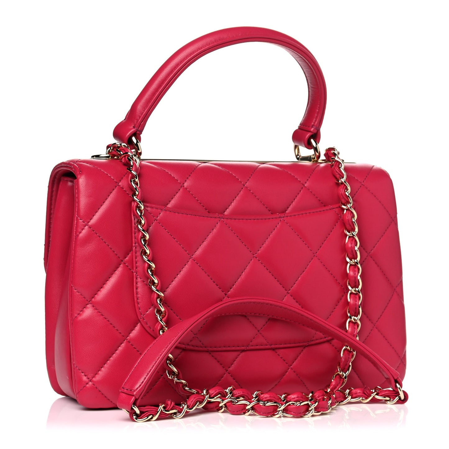 Lambskin Quilted Small Trendy CC Flap Dual Handle Bag Pink