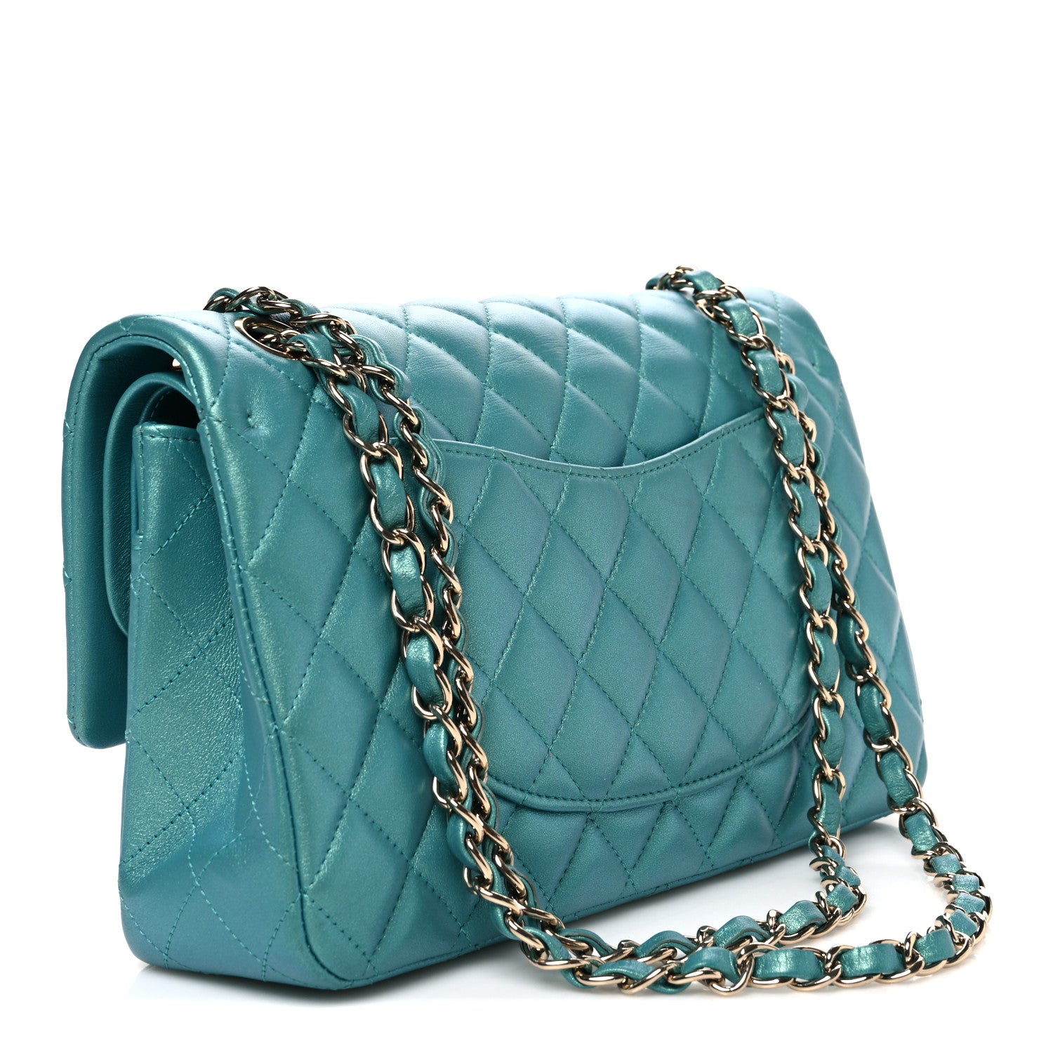 Chanel Iridescent Caviar Quilted Medium Double Flap Green 3 of 10