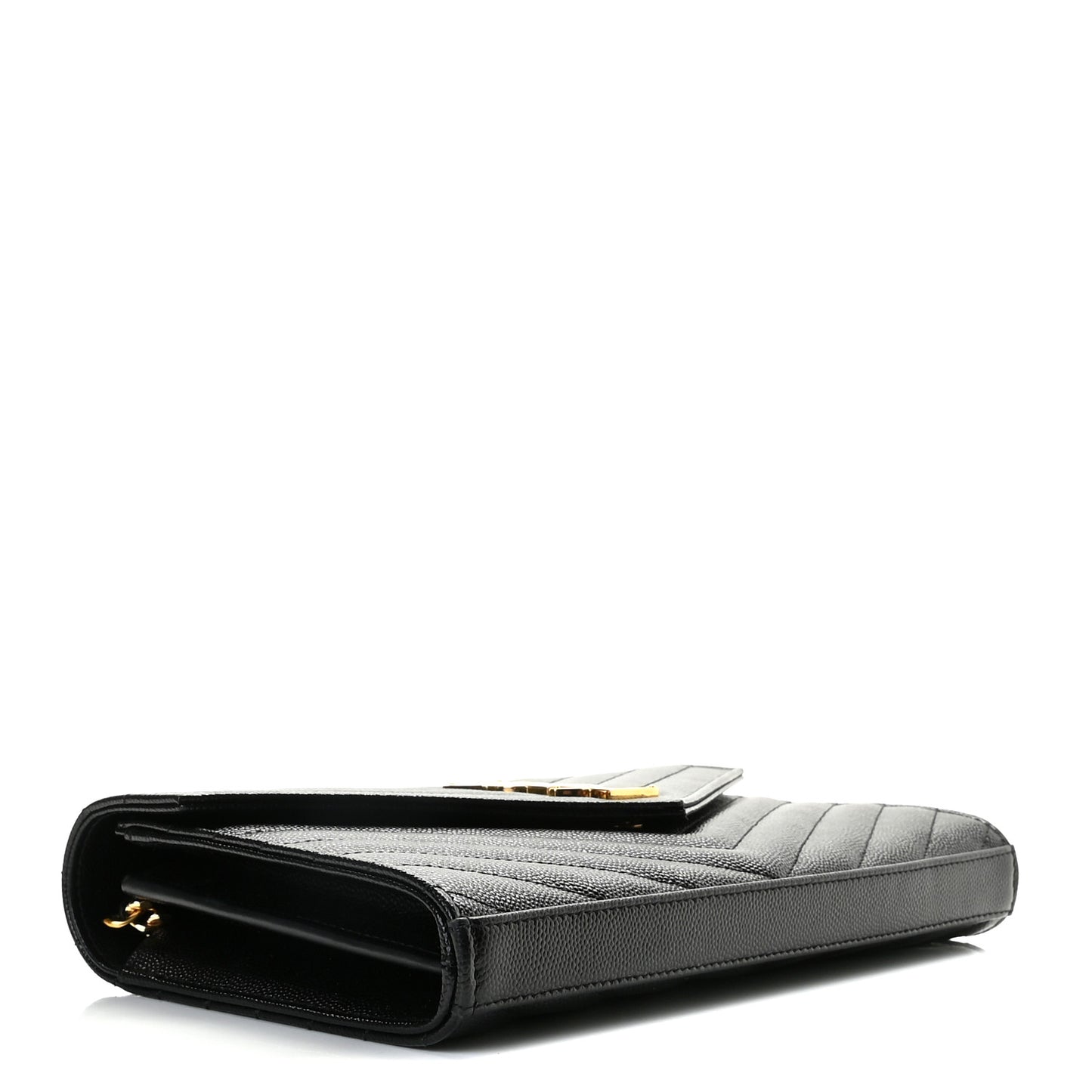 Grain De Poudre Matelasse Chevron Monogram Chain Wallet Black