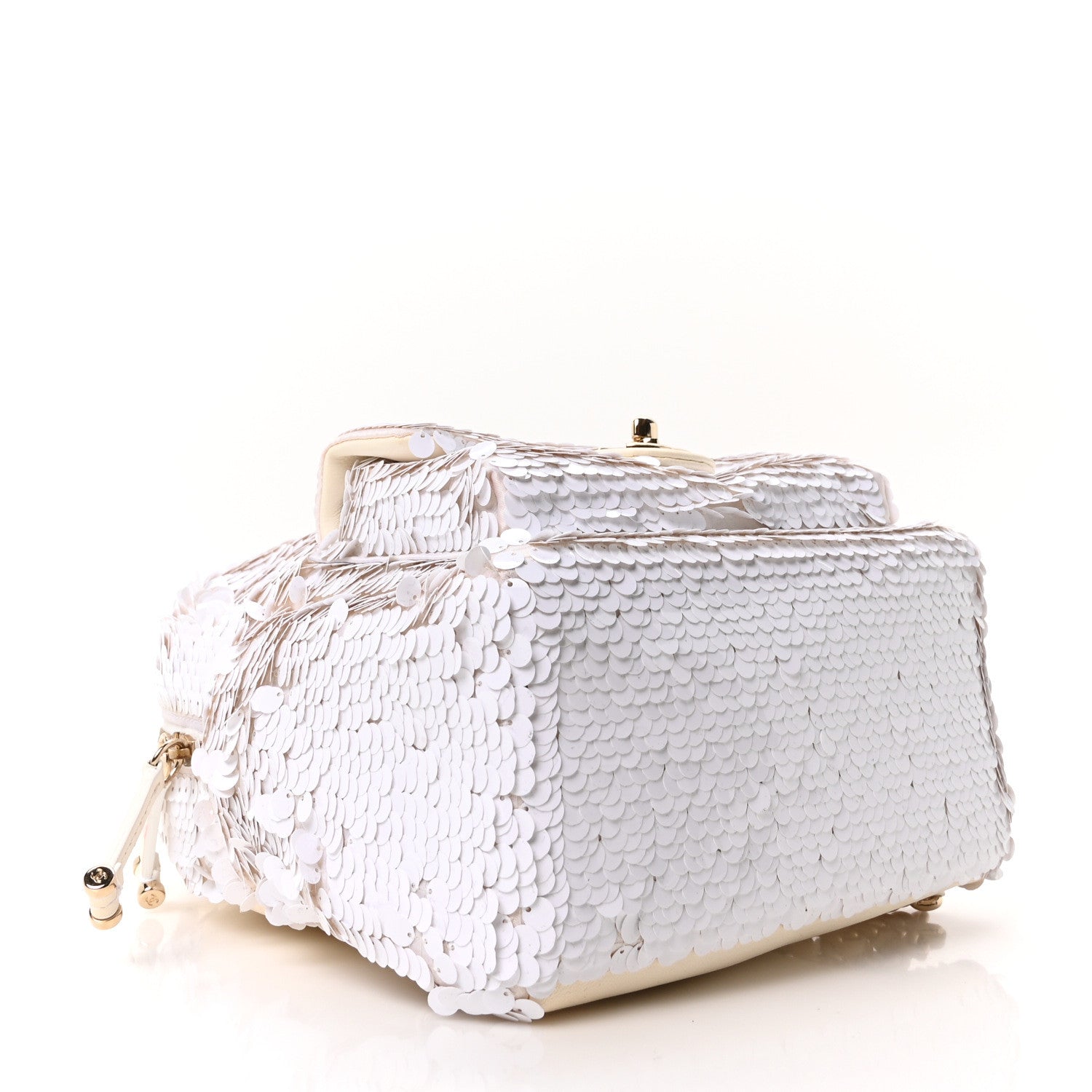 Chanel Sequin Lambskin CC Backpack White 4 of 10