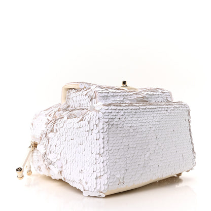 Chanel Sequin Lambskin CC Backpack White 4 of 10