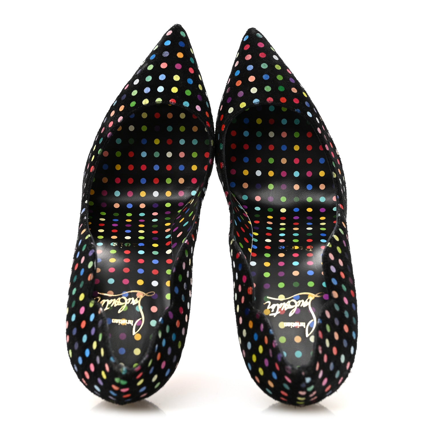 Christian Louboutin Suede Polka Dot Hot Chick 100 Pumps 38 Black Multicolor 38 Black Multicolor 2 of 8