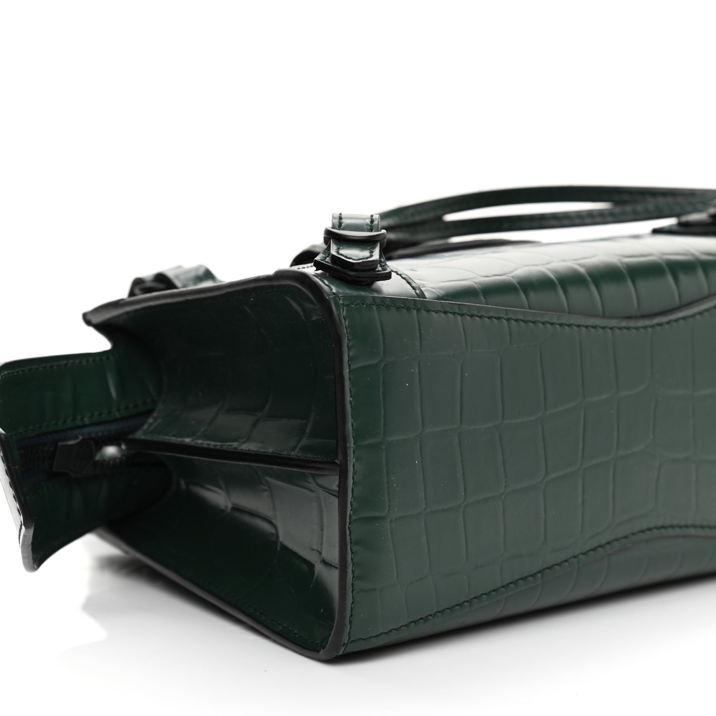 Semi Shiny Calfskin Crocodile Embossed Neo Classic Black Hardware Mini City Forest Green