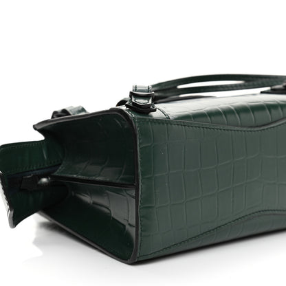 Balenciaga Semi Shiny Calfskin Crocodile Embossed Neo Classic Black Hardware Mini City Forest Green 8 of 11