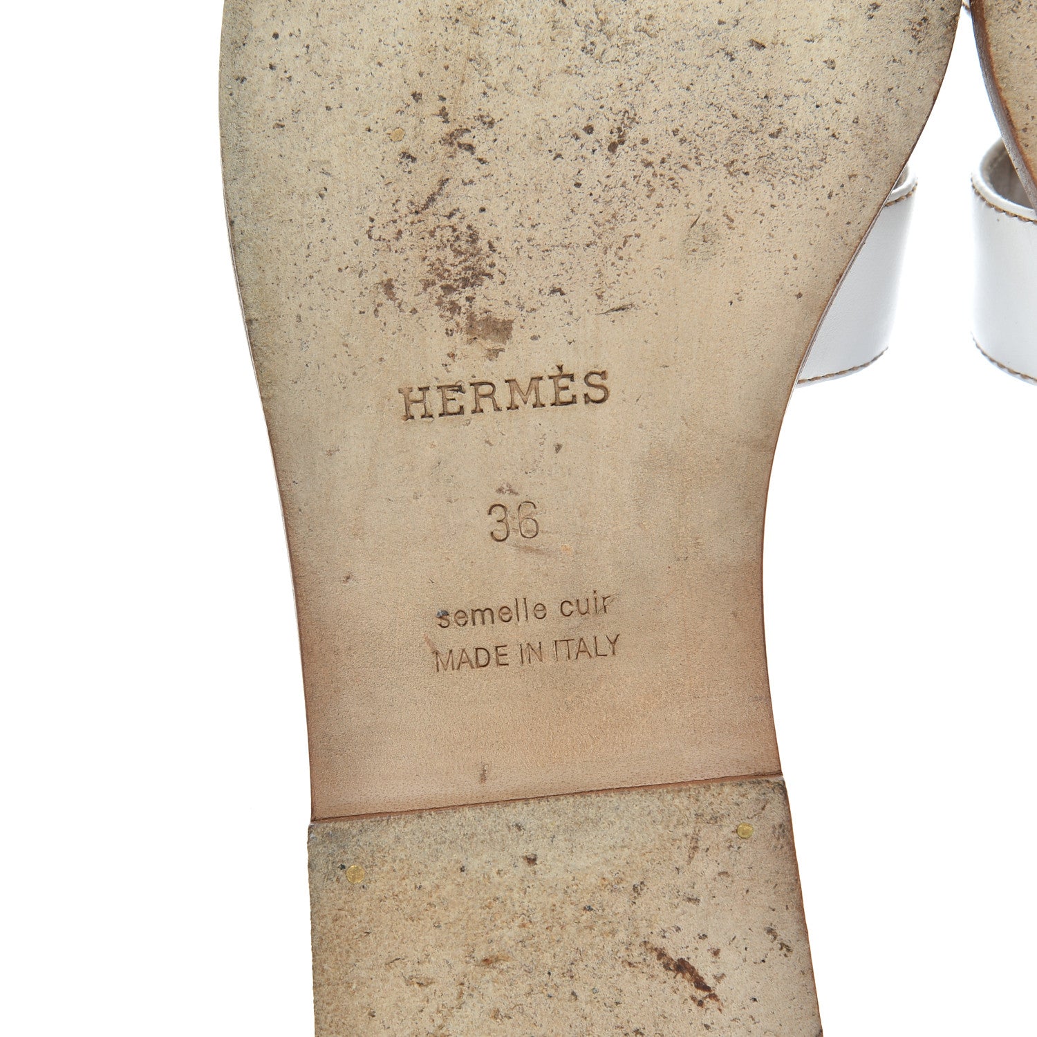 Hermes Box Calfskin Oran Sandals 36 White 6 of 20