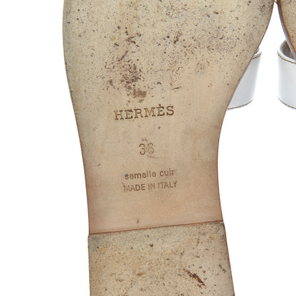 Hermes Box Calfskin Oran Sandals 36 White 6 of 20