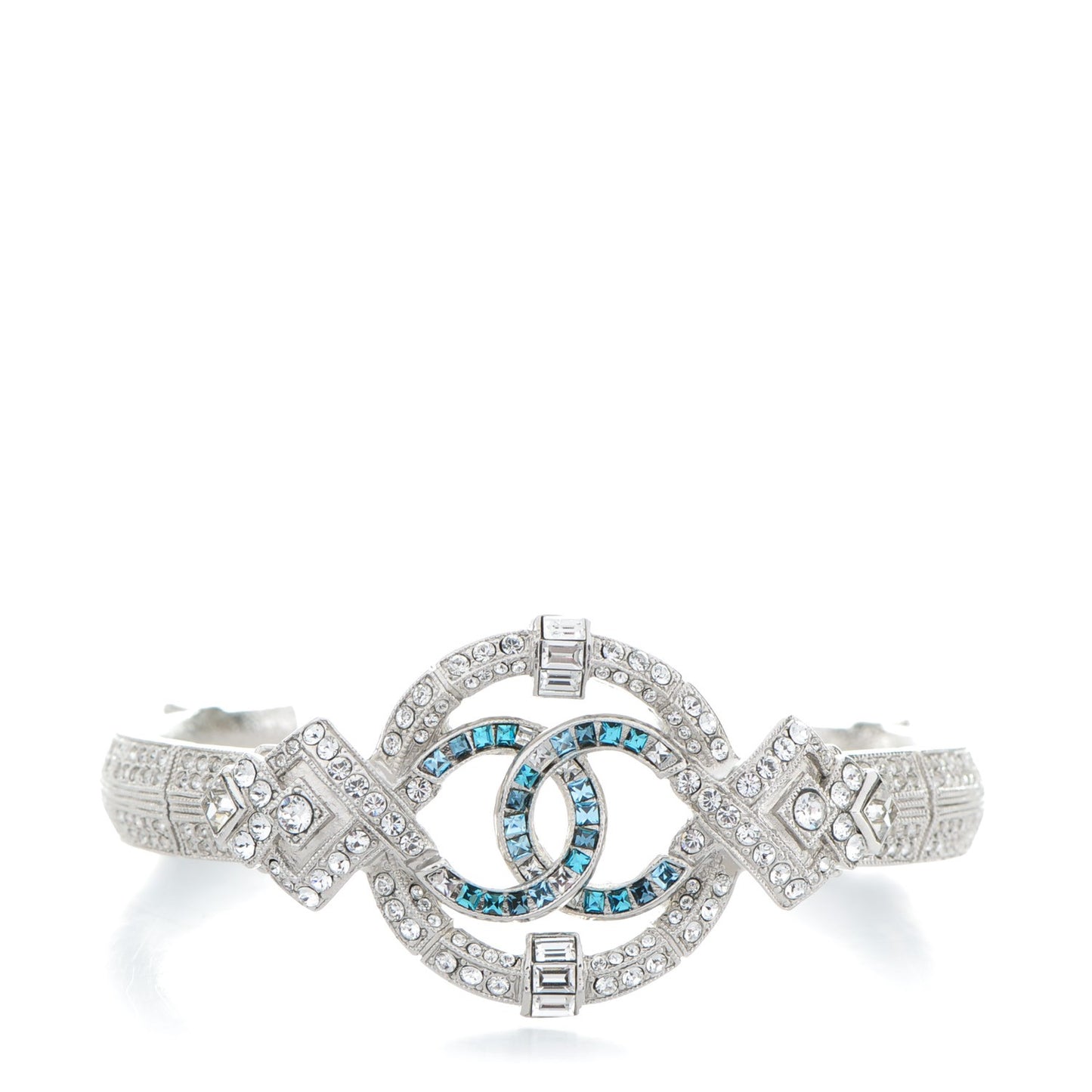 Baguette Crystal CC Bracelet Silver