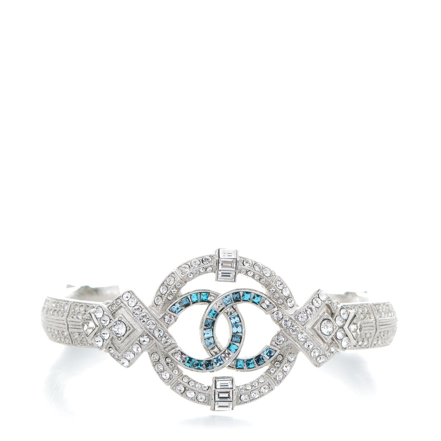 Chanel Baguette Crystal CC Bracelet Silver 1 of 4