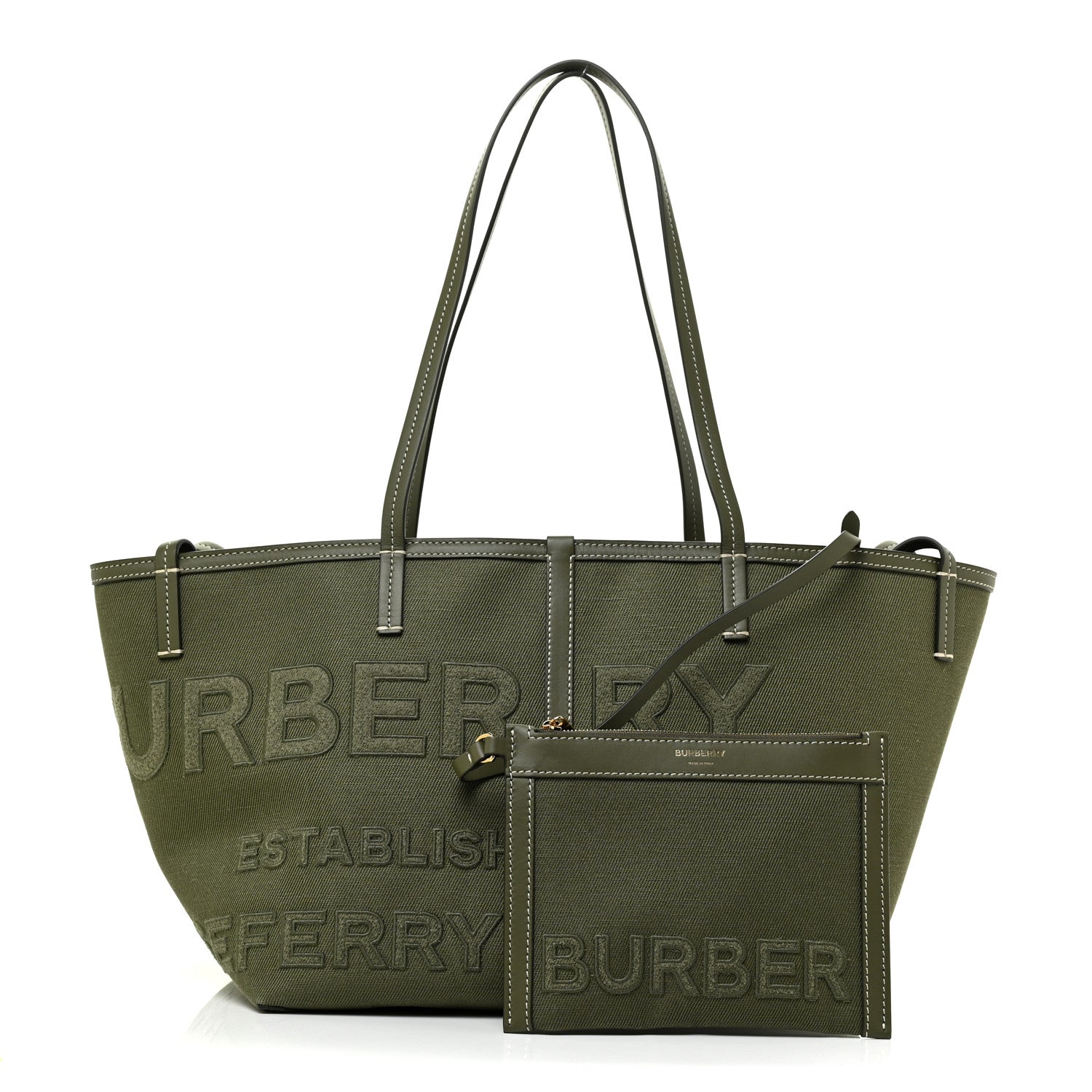 Burberry Cotton Canvas Horseferry Print Tote Dark Fern Green 1 of 8