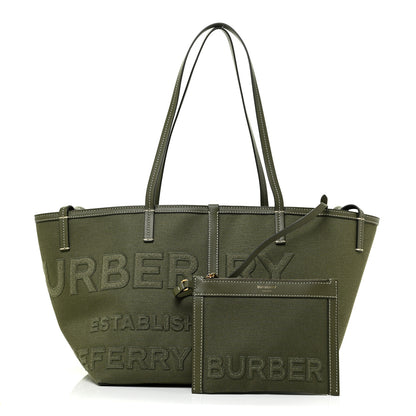 Burberry Cotton Canvas Horseferry Print Tote Dark Fern Green 1 of 8