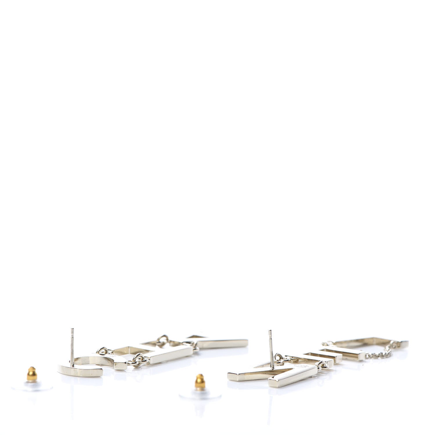 Chanel Metal Cha-Nel Logo Drop Earrings Gold 3 of 5