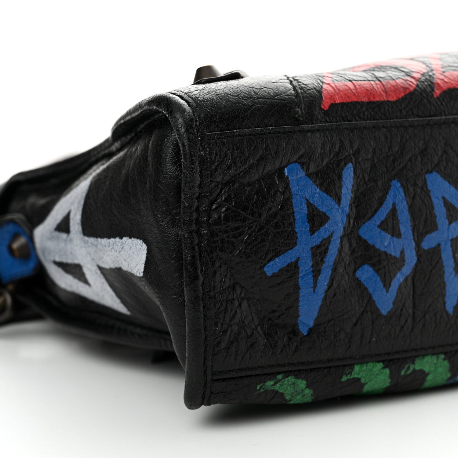 Balenciaga Agneau Graffiti All Over Classic Hardware S City Black Vert Rouge 9 of 11