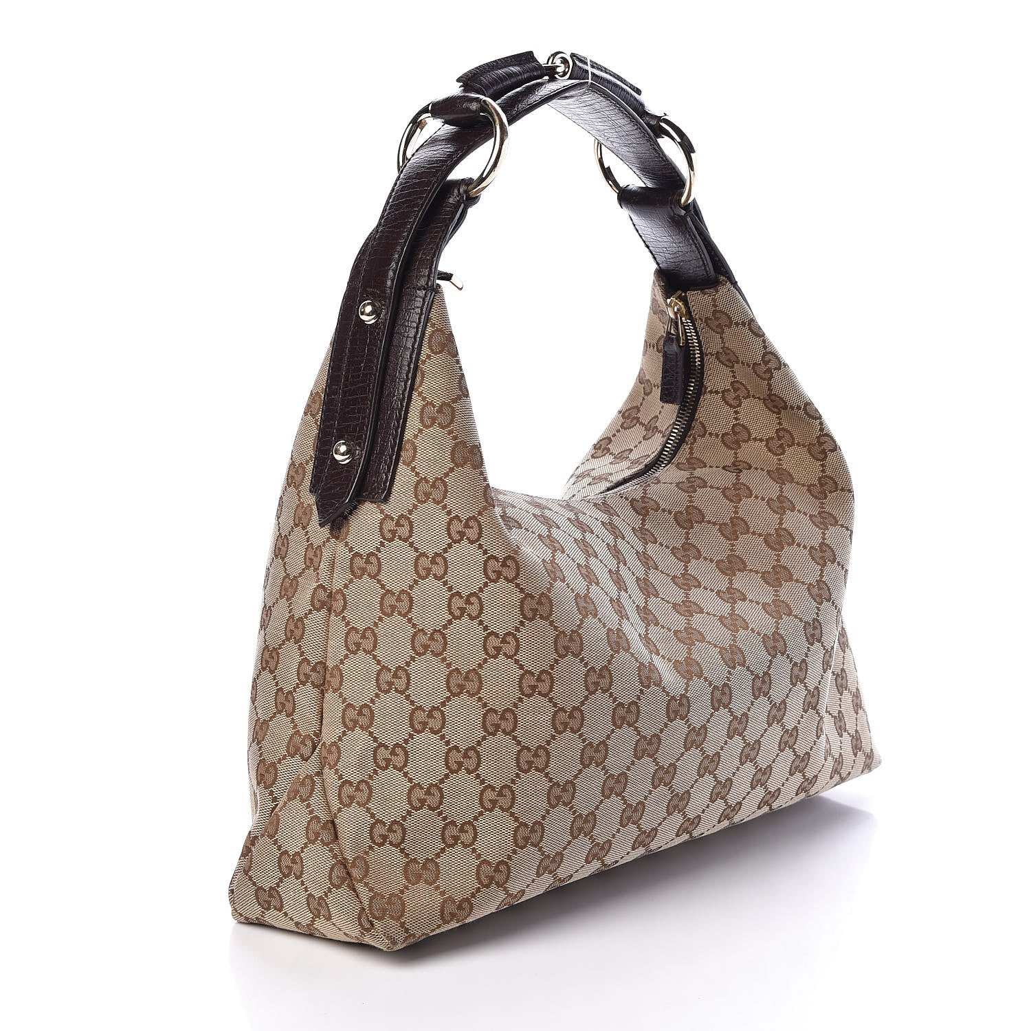 Gucci Monogram Medium Horsebit Chain Hobo Dark Brown 3 of 10