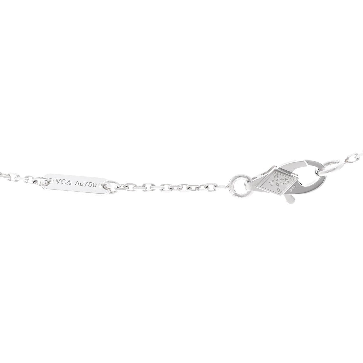 18K White Gold Diamond Sweet Alhambra Pendant Necklace
