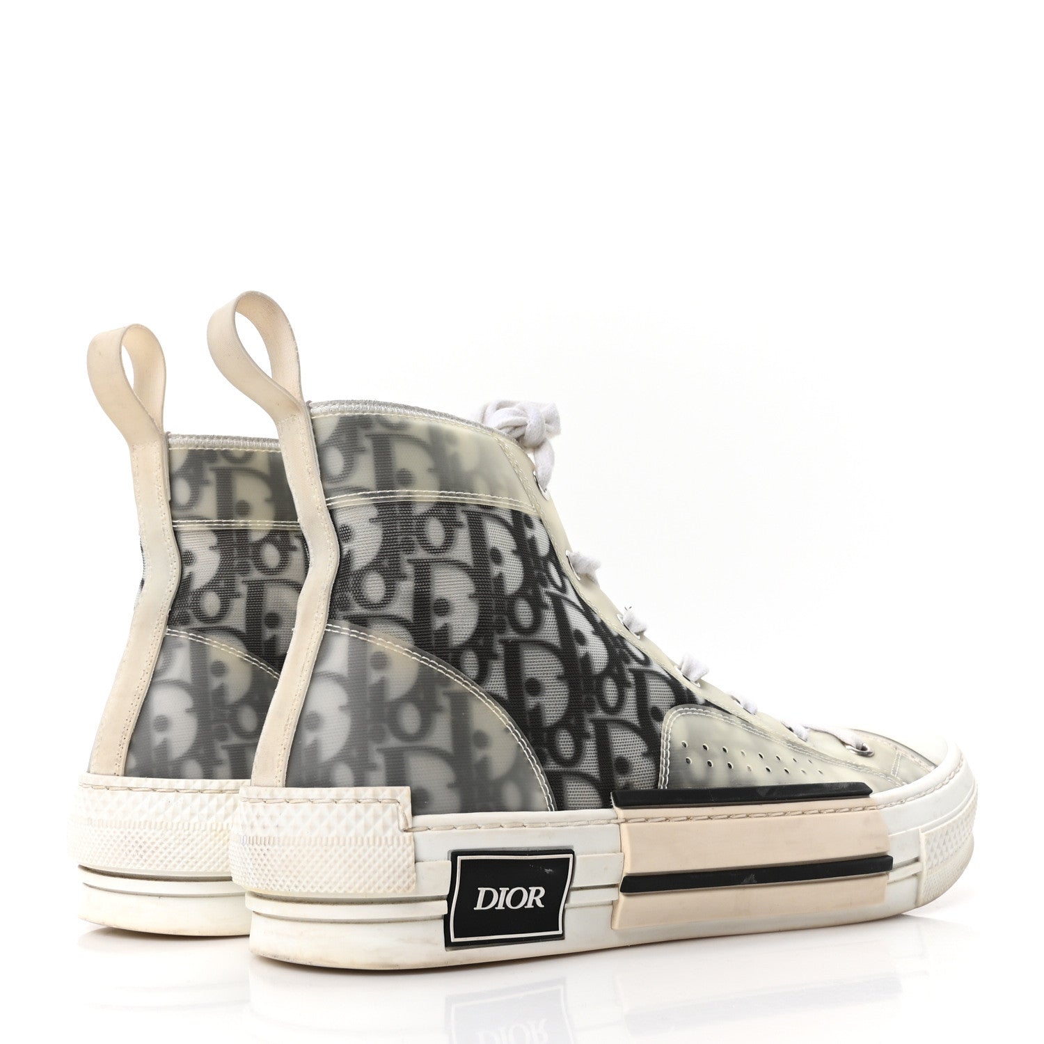 Christian Dior Technical Canvas Oblique B23 High Top Sneakers 41.5 White Black 5 of 8