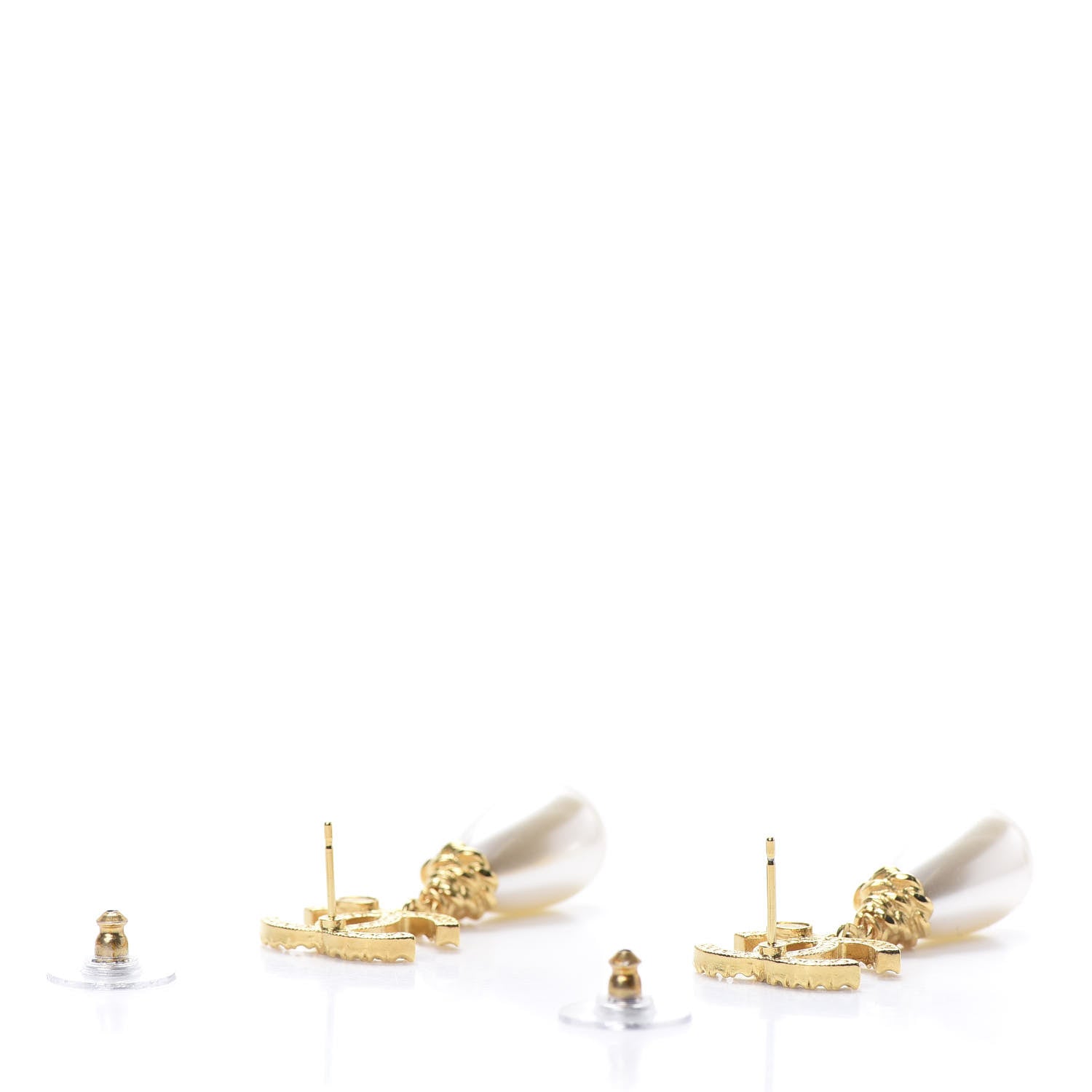 Chanel Crystal Pearl CC Drop Earrings Gold 3 of 5